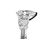 3 Stone Engagement Ring Setting for Pear-Shaped Center with Large Pear-Shaped Accents and Prong Head in Platinum