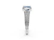 Solitaire Engagement Ring Setting for Fancy Blue Radiant Cut Center with Accented Split Shank and Prong Head in Platinum