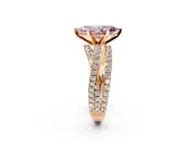 Solitaire Engagement Ring Setting for Fancy Pink Marquise Center with Woven 3-Strand Pave Band and Prong Head in Rose Gold