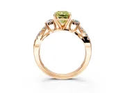 3 Stone Engagement Ring Setting for Fancy Yellow Radiant Cut Center with Pave Split Shank and Prong Head in Rose Gold
