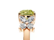 Floral Engagement Ring Setting for Fancy Yellow Cushion Cut Center with Marquise Cluster Shoulders and Prong Head in Rose Gold