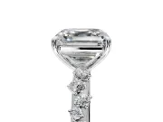 Cluster Engagement Ring Setting for Asscher Cut Center with Round Cut Accent Band and Prong Head in Platinum
