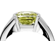 Tension Engagement Ring Setting for Fancy Yellow Asscher Cut Center with Wide Tapered Band and Tension Head in White Gold