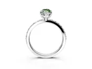 Solitaire Engagement Ring Setting for Fancy Green Marquise Center with Round Cut Pave Band and Prong Head in Sterling Silver