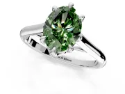 Solitaire Engagement Ring Setting for Fancy Green Oval Center with Cathedral Band and Prong Head in Sterling Silver