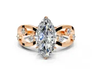 Solitaire Engagement Ring Setting for Marquise Center with Criss-Cross Accent Band and Prong Head in Rose Gold