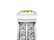 Bezel Engagement Ring Setting for Fancy Yellow Princess Cut Center with Wide Channel-Set Band and Bezel Head in Sterling Silver