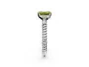 Rope Engagement Ring Setting for Fancy Yellow Emerald Cut Center with Accent Shoulders and Prong Head in White Gold