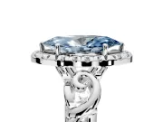 Halo Engagement Ring Setting for Fancy Blue Marquise Center with Open Scroll Shoulders and Prong Head in Platinum