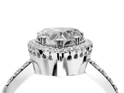 Halo Engagement Ring Setting for Heart-Shaped Center with Inner Milgrain Border and Prong Head in Sterling Silver