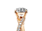 Crossover Engagement Ring Setting for Round Cut Center with Pave and Plain Strands and Prong Head in Rose Gold