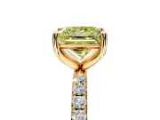 Solitaire Engagement Ring Setting for Fancy Yellow Princess Cut Center with Micro Pave Band and Prong Head in Yellow Gold