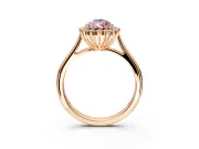 Starburst Halo Engagement Ring Setting for Fancy Pink Pear-Shaped Center with Thin Round-Wire Band and Prong Head in Rose Gold