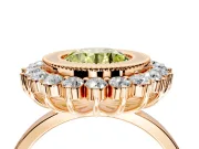 Halo Engagement Ring Setting for Fancy Yellow Round Cut Center with Milgrain Bezel Rim, Plain Band and Prong Head in Rose Gold