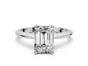 Solitaire Engagement Ring Setting for Emerald Cut Center with Knife Ridge Band and Claw Prong Head in White Gold