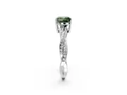 Solitaire Engagement Ring Setting for Fancy Green Cushion Cut Center with Twisted Pave Band and Prong Head in Platinum