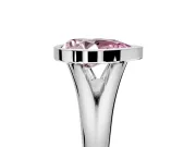 Solitaire Engagement Ring Setting for Fancy Pink Pear-Shaped Center with V Split Shank and Bezel Head in Platinum