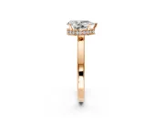 Hidden Halo Engagement Ring Setting for Pear-Shaped Center with Wide Flat Plain Band and Prong Head in Rose Gold