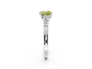 3 Stone Engagement Ring Setting for Fancy Yellow Cushion Cut Center with Channel Baguette Accents and Prong Head in White Gold