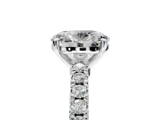 Solitaire Engagement Ring Setting for Oval Center with Single Row Accent Band and Prong Head in Platinum