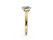 Solitaire Engagement Ring Setting for Fancy Blue Pear-Shaped Center with Engraved Milgrain Band and Prong Head in Yellow Gold