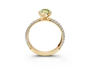 Solitaire Engagement Ring Setting for Fancy Yellow Marquise Center with Domed Multi-Row Pave Band and Prong Head in Yellow Gold