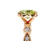 Solitaire Engagement Ring Setting for Fancy Yellow Oval Center with Milgrain Bezel Accents and Prong Head in Rose Gold