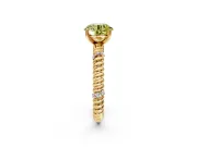 Rope Engagement Ring Setting for Fancy Yellow Round Cut Center with Accent Shoulders and Prong Head in Yellow Gold