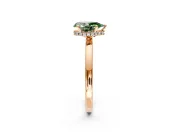 Hidden Halo Engagement Ring Setting for Fancy Green Pear-Shaped Center with Plain Band and Tall Prong Head in Rose Gold