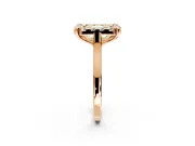 Single Halo Engagement Ring Setting for Fancy Yellow Emerald Cut Center with Corner Claws, Plain Band and Prong Head in Rose Gold