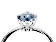 Minimalist Solitaire Engagement Ring Setting for Fancy Blue Pear-Shaped Center with Thin Band and Prong Head in Sterling Silver