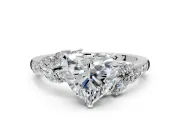 Solitaire Engagement Ring Setting for Heart-Shaped Center with Marquise Accent Twist Band and Prong Head in Platinum