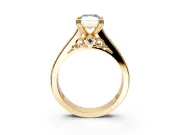 Solitaire Engagement Ring Setting for Fancy Green Radiant Cut Center with Channel Band and Double Claw Prong Head in Yellow Gold