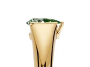 Tension Engagement Ring Setting for Fancy Green Pear-Shaped Center with Wide Tapered Band and Tension Head in Yellow Gold