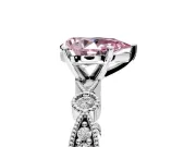 Solitaire Engagement Ring Setting for Fancy Pink Pear-Shaped Center with Milgrain Bezel Accents and Prong Head in Platinum