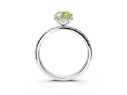 Hidden Halo Engagement Ring Setting for Fancy Yellow Oval Center with Pave Band and Prong Head in Platinum