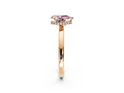 Hidden Halo Engagement Ring Setting for Fancy Pink Pear-Shaped Center with Plain Band and Tall Prong Head in Rose Gold