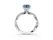 Solitaire Engagement Ring Setting for Fancy Blue Round Cut Center with Marquise Panel Band and Prong Head in Sterling Silver