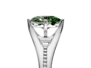 Solitaire Engagement Ring Setting for Fancy Green Oval Center with Milgrain Cathedral Band and Prong Head in Platinum