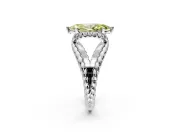 Halo Engagement Ring Setting for Fancy Yellow Marquise Center with Rope Twist Split Shank and Prong Head in Platinum