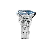Solitaire Engagement Ring Setting for Fancy Blue Pear-Shaped Center with Filigree Band and Prong Head in Platinum