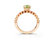 Solitaire Engagement Ring Setting for Fancy Yellow Oval Center with Bezel-Dot Beaded Band and Prong Head in Rose Gold