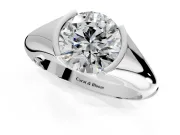 Tension Engagement Ring Setting for Round Cut Center with Wide Tapered Band and Tension Head in Platinum