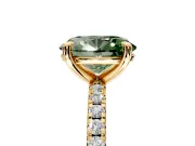 Solitaire Engagement Ring Setting for Fancy Green Oval Center with Fine Pave Narrow Band and Prong Head in Yellow Gold