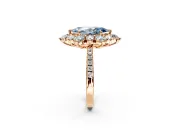 Floral Halo Engagement Ring Setting for Fancy Blue Marquise Center with Pave Accents and Prong Head in Rose Gold