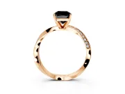 Side Accent Engagement Ring Setting for Fancy Black Cushion Cut Center with Accent Shoulders and Prong Head in Rose Gold