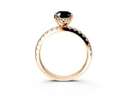 Solitaire Engagement Ring Setting for Fancy Black Oval Center with Band of Accents and Prong Head in Rose Gold