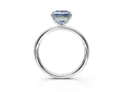 Solitaire Engagement Ring Setting for Fancy Blue Princess Cut Center with Plain Band, Open Basket and Prong Head in Sterling Silver