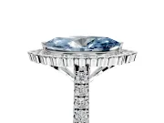 Milgrain Floral Halo Engagement Ring Setting for Fancy Blue Marquise Center with Pave Band and Prong Head in Sterling Silver