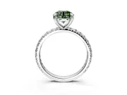 Solitaire Engagement Ring Setting for Fancy Green Round Cut Center with Shared-Prong Accents and Prong Head in Sterling Silver